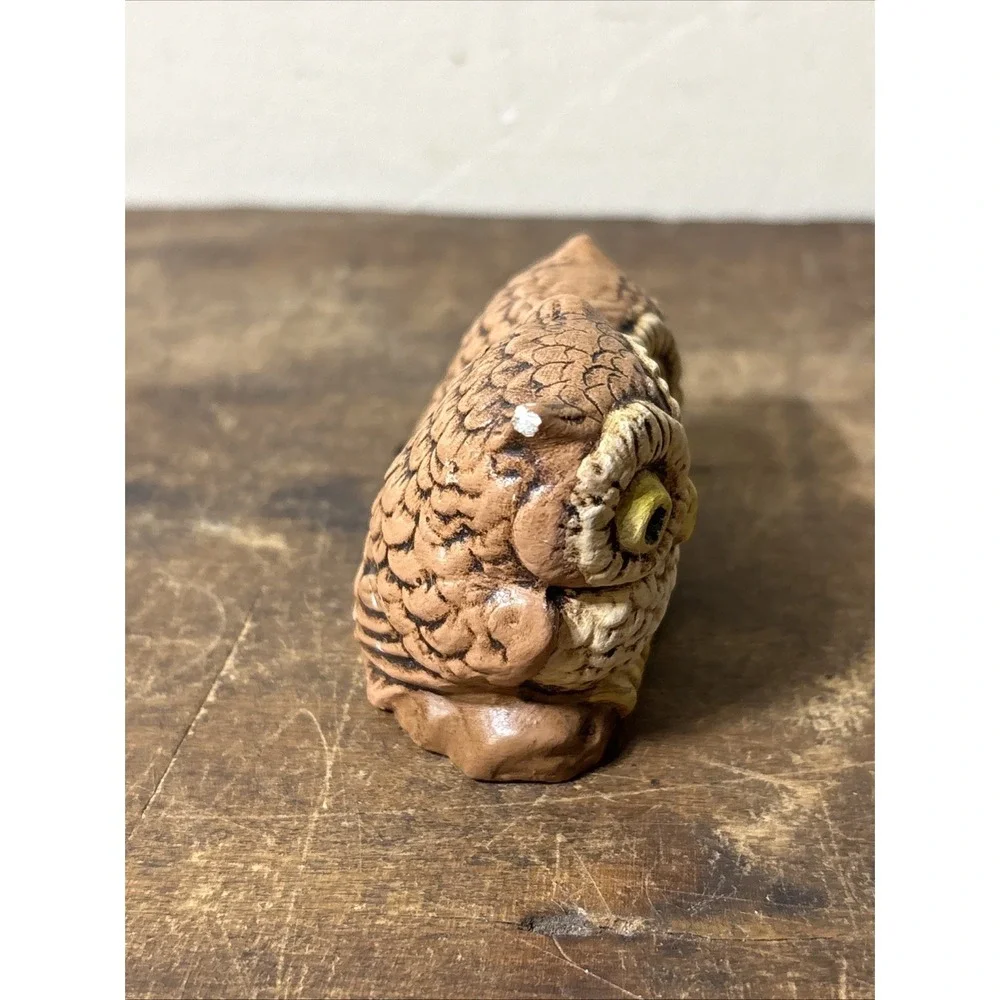Set Of 2 Decorative Miniature Owl Figurines Ceramic